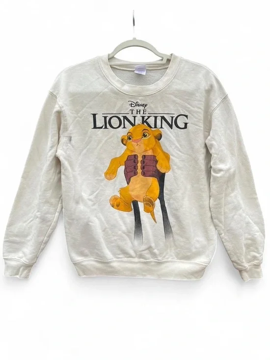 Vintage Disney Cream The Lion King Crewneck Sweatshirt with Simba Graphic - Picture 1 of 6
